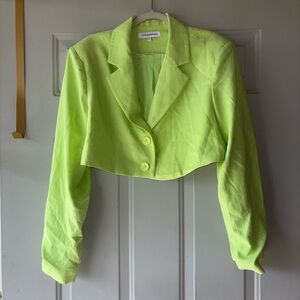 WeWoreWhat lime green cropped jacket size S